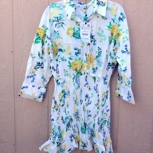 Zara floral print mini dress, green white